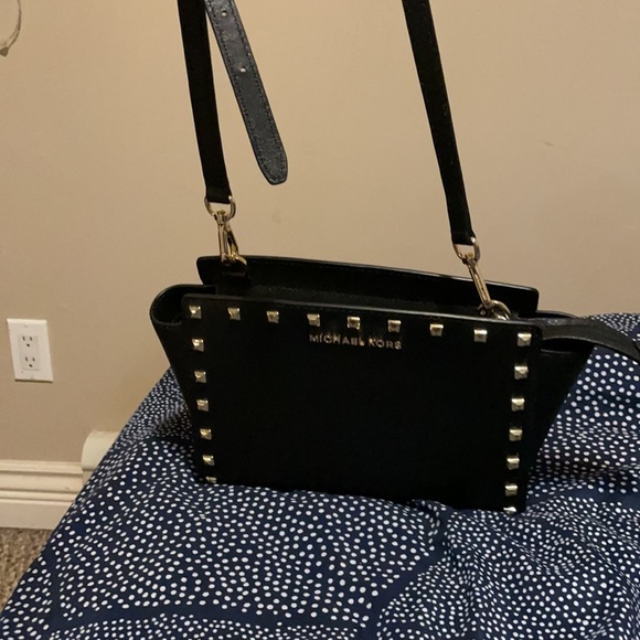 Michel kora black with gold studs crossbody bag - Picture 4 of 5